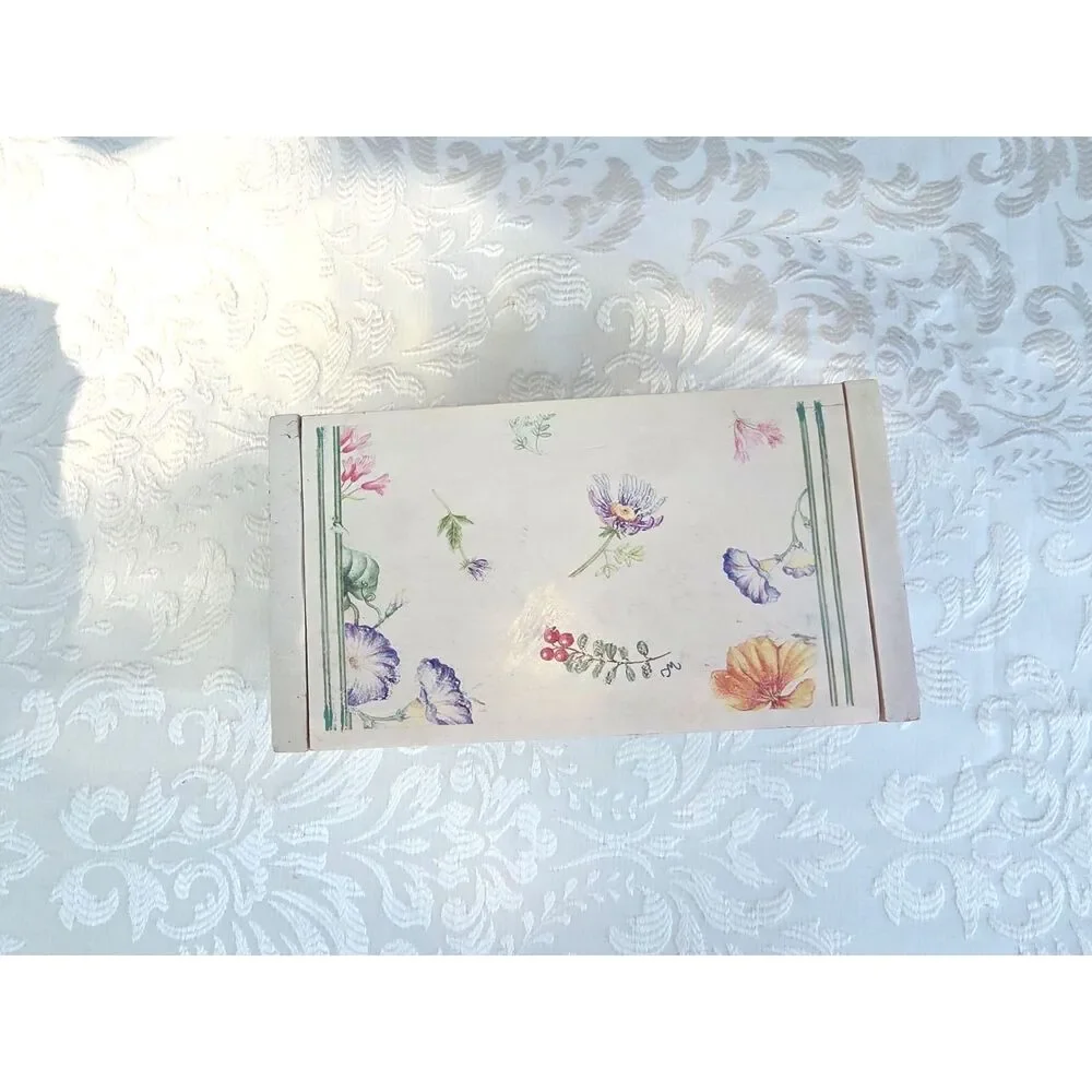 Vintage Kamenstein wood recipe box Floral Butterfly Cottage Decor Grandma Decor